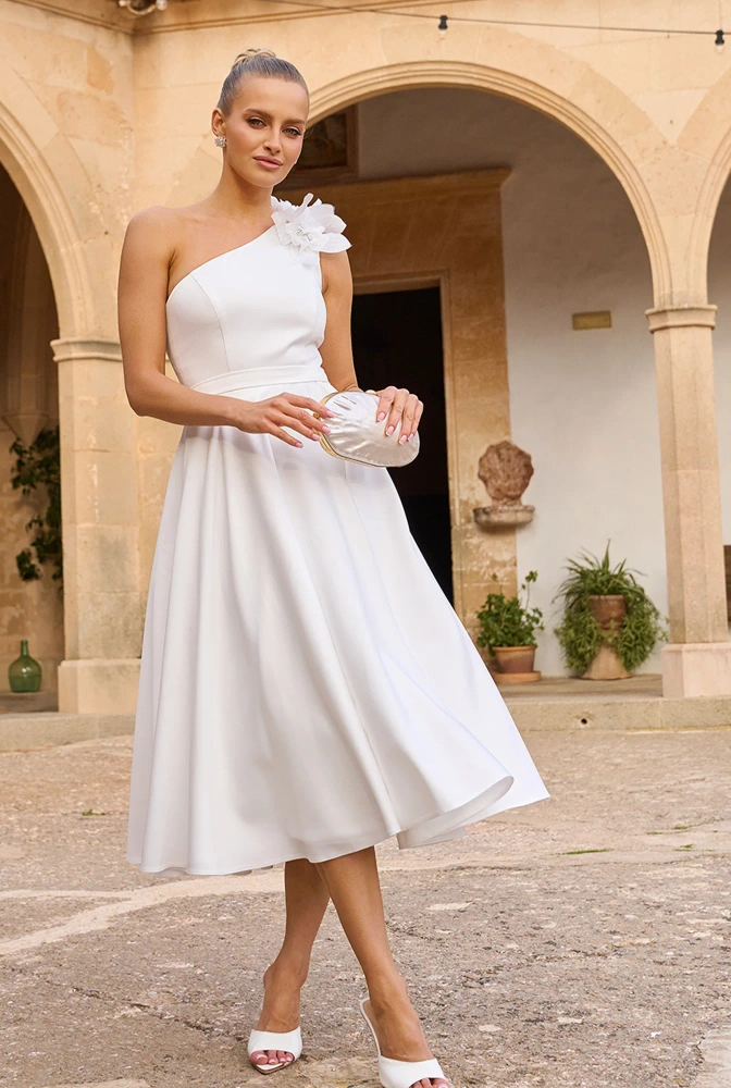Glimer - asymmetrisches Brautkleid 