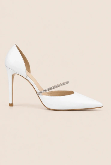Dreams - weiße Stilettos mit Zirkonen verziert