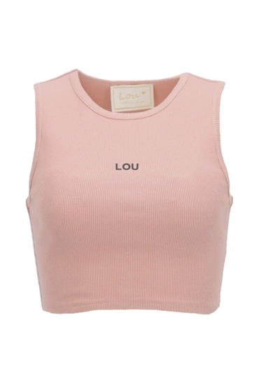 Saura - ein kurzes, rosa trägerloses Top
