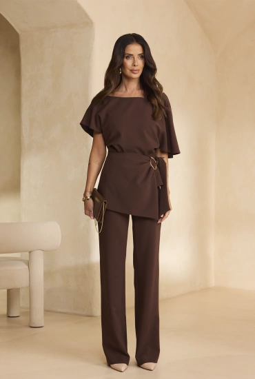Padera – brown set: blouse + trousers