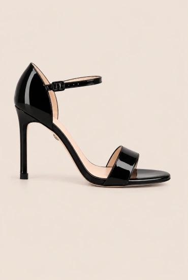 Zarina - Black Lacquered Stiletto Sandal