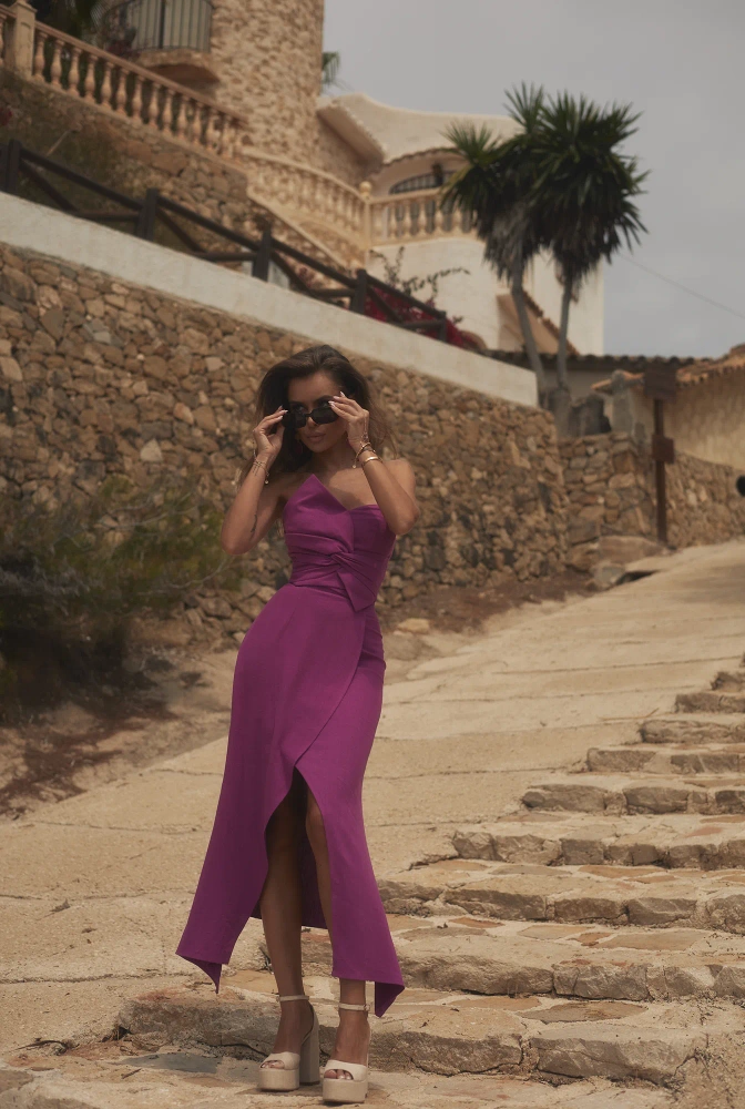 Medea - Set of corset and midi skirt in fuchsia color