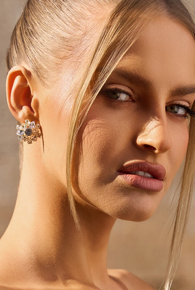 Rime - vergoldete Ohrringe mit Silberzirkonen