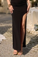 Petalia - black maxi dress with drapes