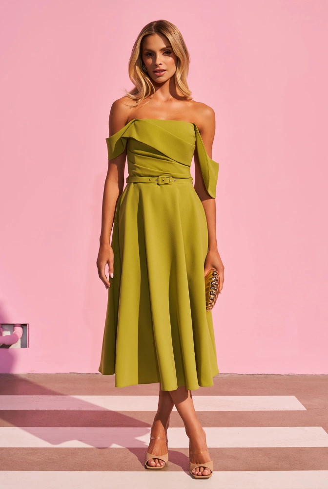 Suzi - Midikleid mit Korsett-Oberteil und Ziergürtel