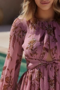 Rosita - Minikleid in schmutzigem Rosa mit Blumenmuster und Rüschen