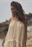 Bina - Boho beige Maxikleid