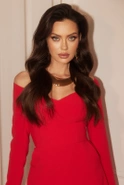 Blubell - red dress with open shoulders and zipper