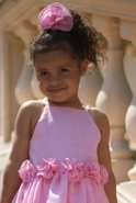 Dive - Baby dress in shades of pink with handmade flowers and adjustable straps + Hairband