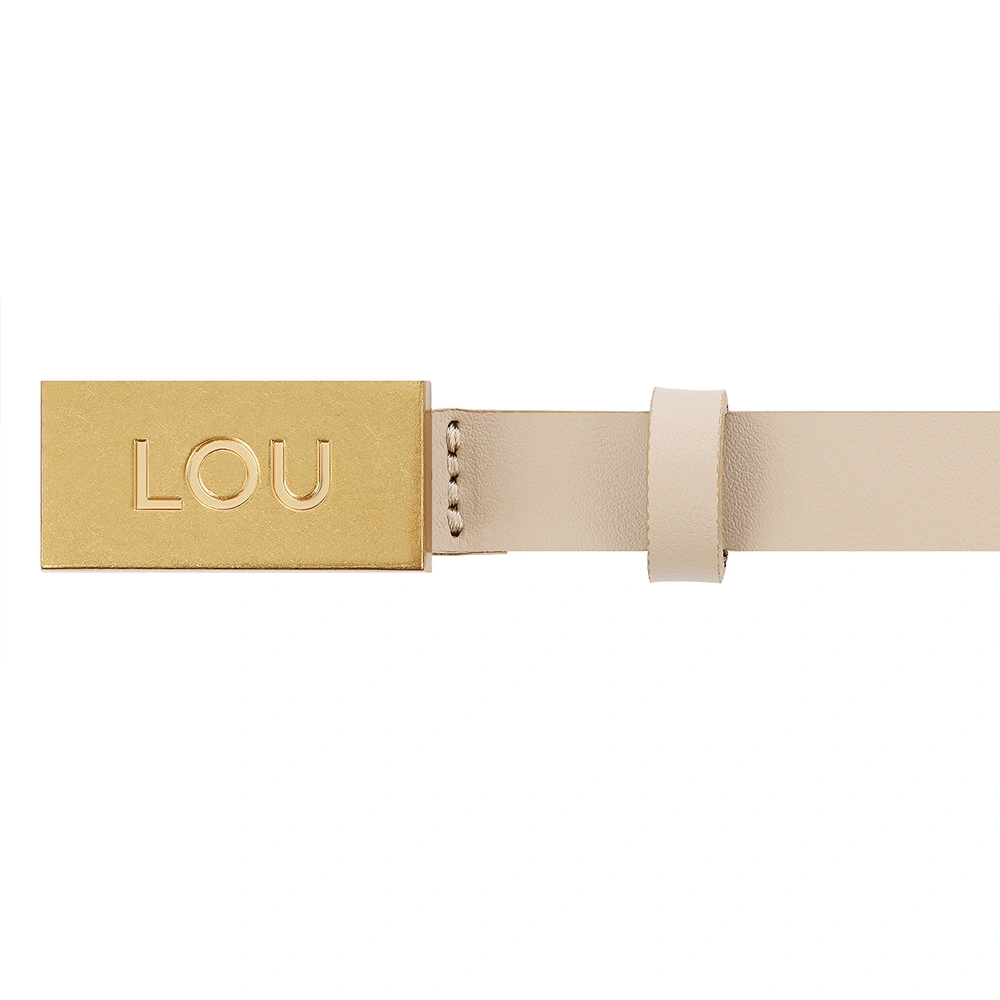 Lita Belt - Damengürtel in Ecru-Tönen mit exklusiver Goldschnalle