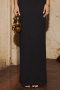 Sealo – schwarzes Korsett-Maxikleid mit Stäbchen