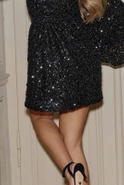 Goshia - sequined trapeze mini with belt