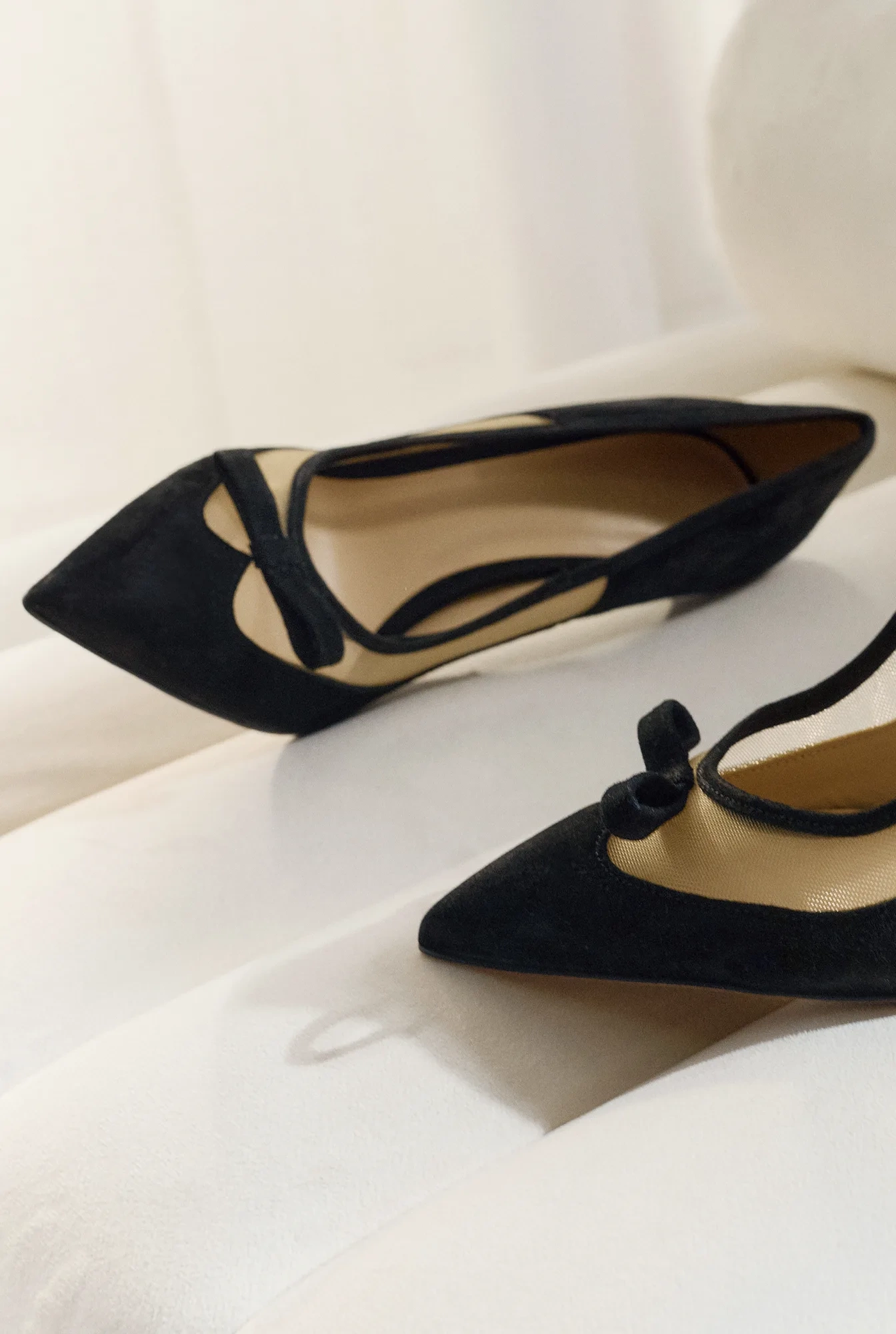 Francy – black suede stilettos with transparent mesh