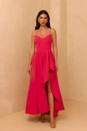 Margotta - Maxikleid mit asymmetrisch ausgestelltem Unterteil und herzförmigem Ausschnitt