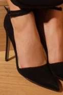 Terry - Schwarze Stilettos mit überzogener Spitze aus Wildleder