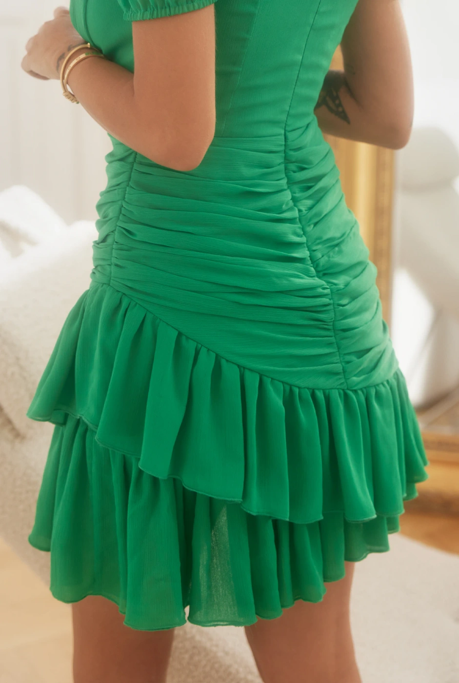 Susanita Green - Mini dress with ruffles and buffets
