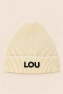 Winter Beanie with Lou Logo in Ecru Color
