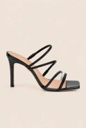 Athina - black patent leather mules with zircons