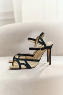 Giulia – black sandals with mesh details