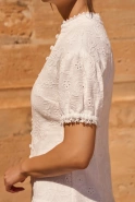 Aleev - white mini dress with floral embroidery