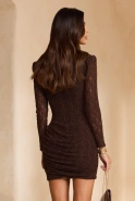 Cecelia – brown lace mini dress with jewellery details