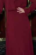 Coralie – bordeauxfarbenes Midikleid mit Schalkragen