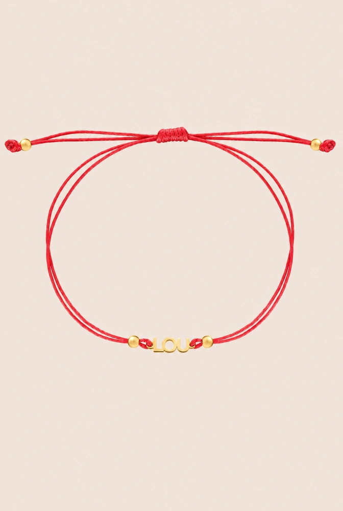 Lou bracelet on a red strap
