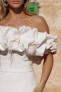 Indali - Maxi Korsettkleid mit Crinkle-Kragen und abnehmbaren Trägern