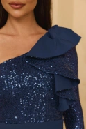 Yasti - Langes Paillettenkleid in marineblauem Farbton