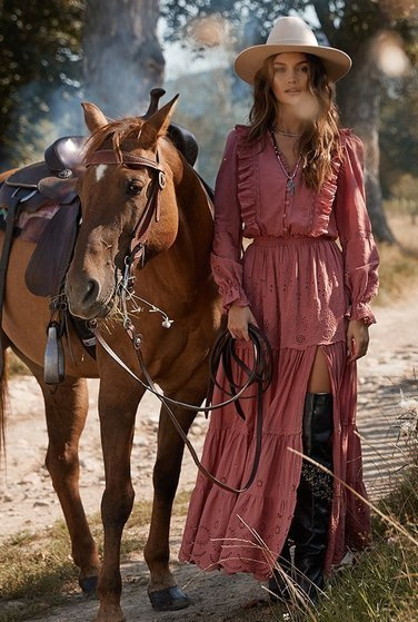 Indiana - marsalafarbenes Kleid in Maxilänge