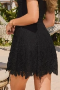 Luditta – black mini dress made of embroidered cotton