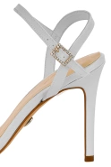 Tahi - White Satin Heeled Sandals with Elegant Leather Insole
