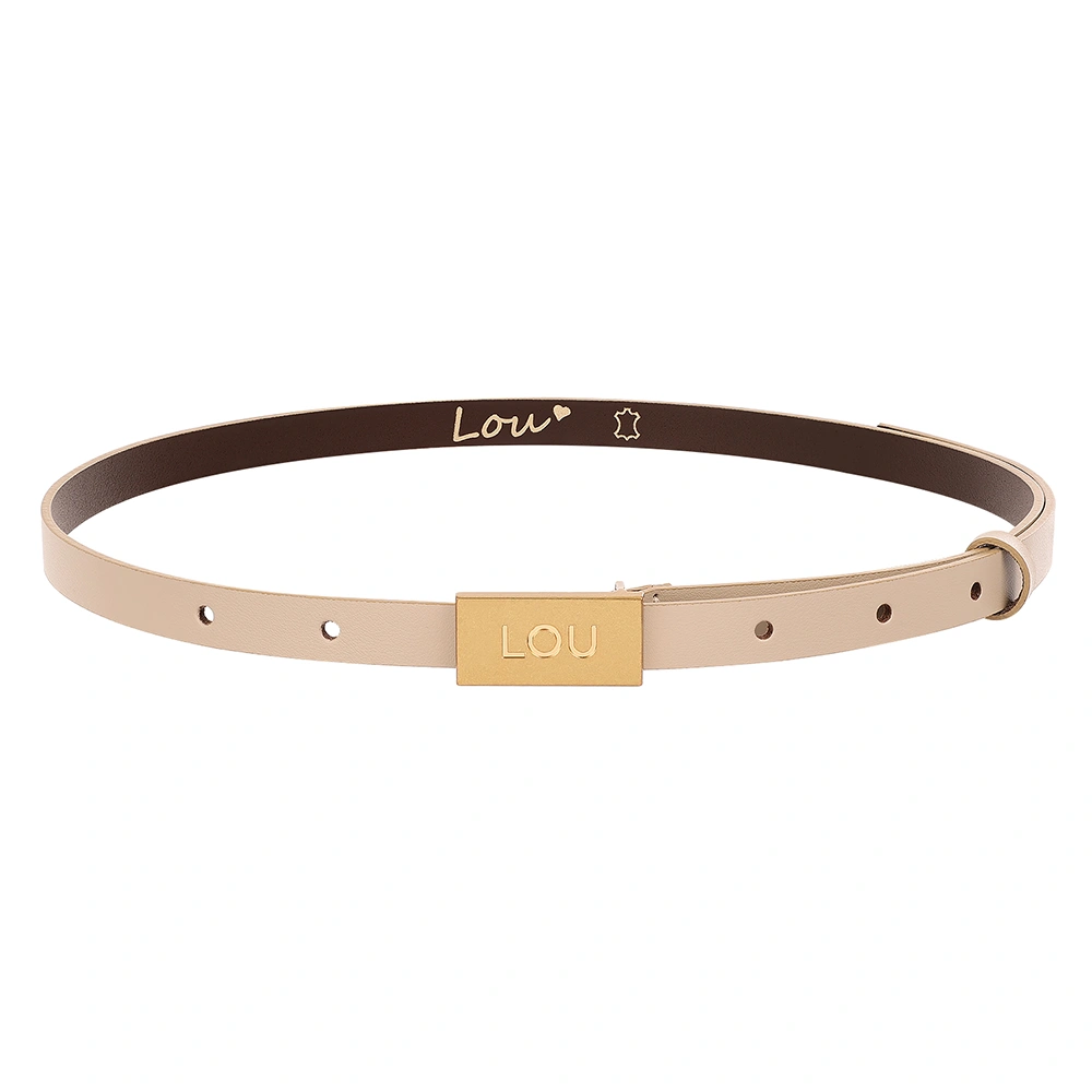 Lita Belt - Damengürtel in Ecru-Tönen mit exklusiver Goldschnalle