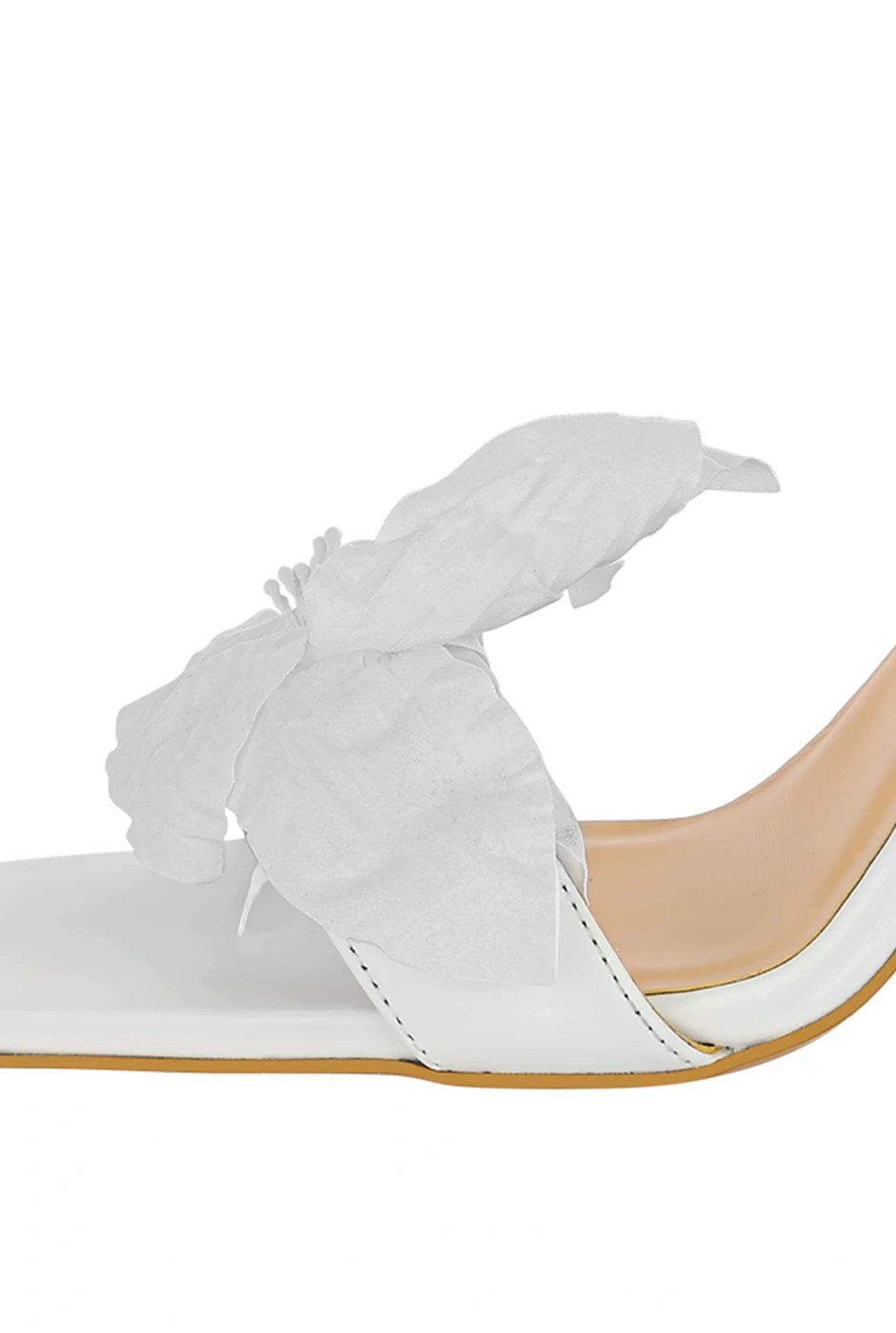 Fantasia - Elegante weiße Sandalen mit Blumenapplikation und bemaltem Absatz