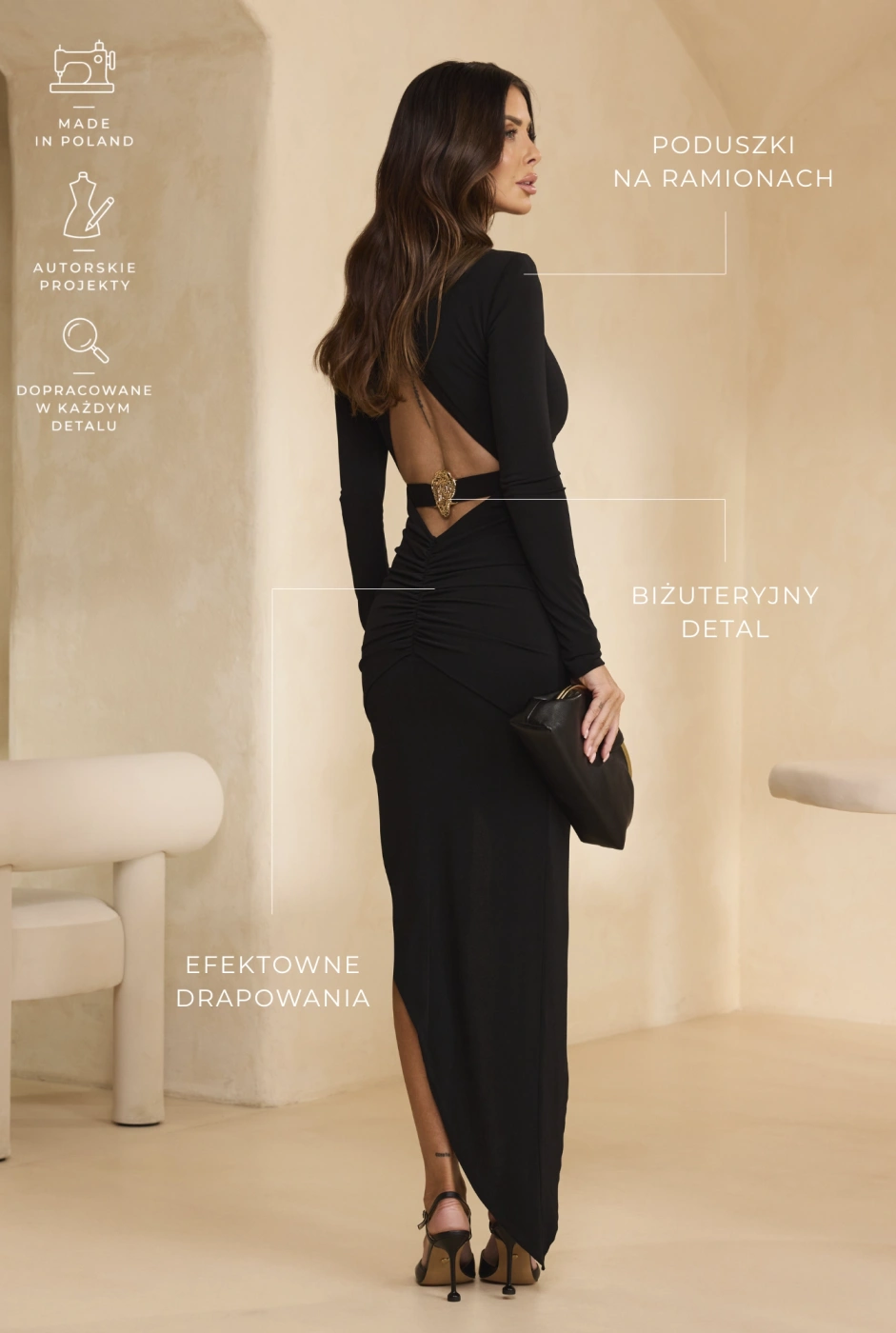 Ficardi – black maxi dress with a back cut-out