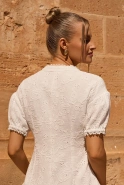 Aleev - Weißes Minikleid mit floraler Stickerei