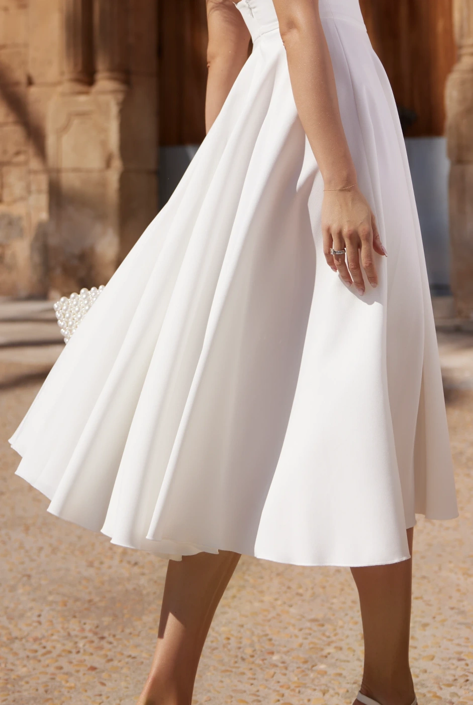 Ophelia White - airy midi dress in a shade of white