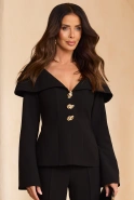 Quelo – schwarzes Set: Bluse + Hose