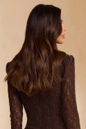 Cecelia – brown lace mini dress with jewellery details