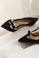 Francy – schwarze Wildleder-High Heels mit transparentem Netz