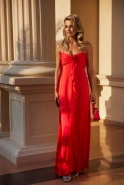 Nazani - Viscose Maxi Empire Dress with Adjustable Straps and Handmade Applique on the Bust