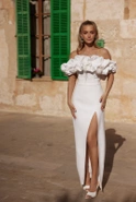 Indali - Maxi Korsettkleid mit Crinkle-Kragen und abnehmbaren Trägern