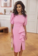 Lorena - Elegantes und romantisches Midikleid in Puderrosa