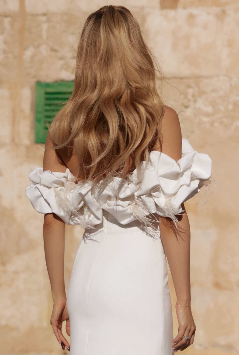 Indali - Maxi Korsettkleid mit Crinkle-Kragen und abnehmbaren Trägern