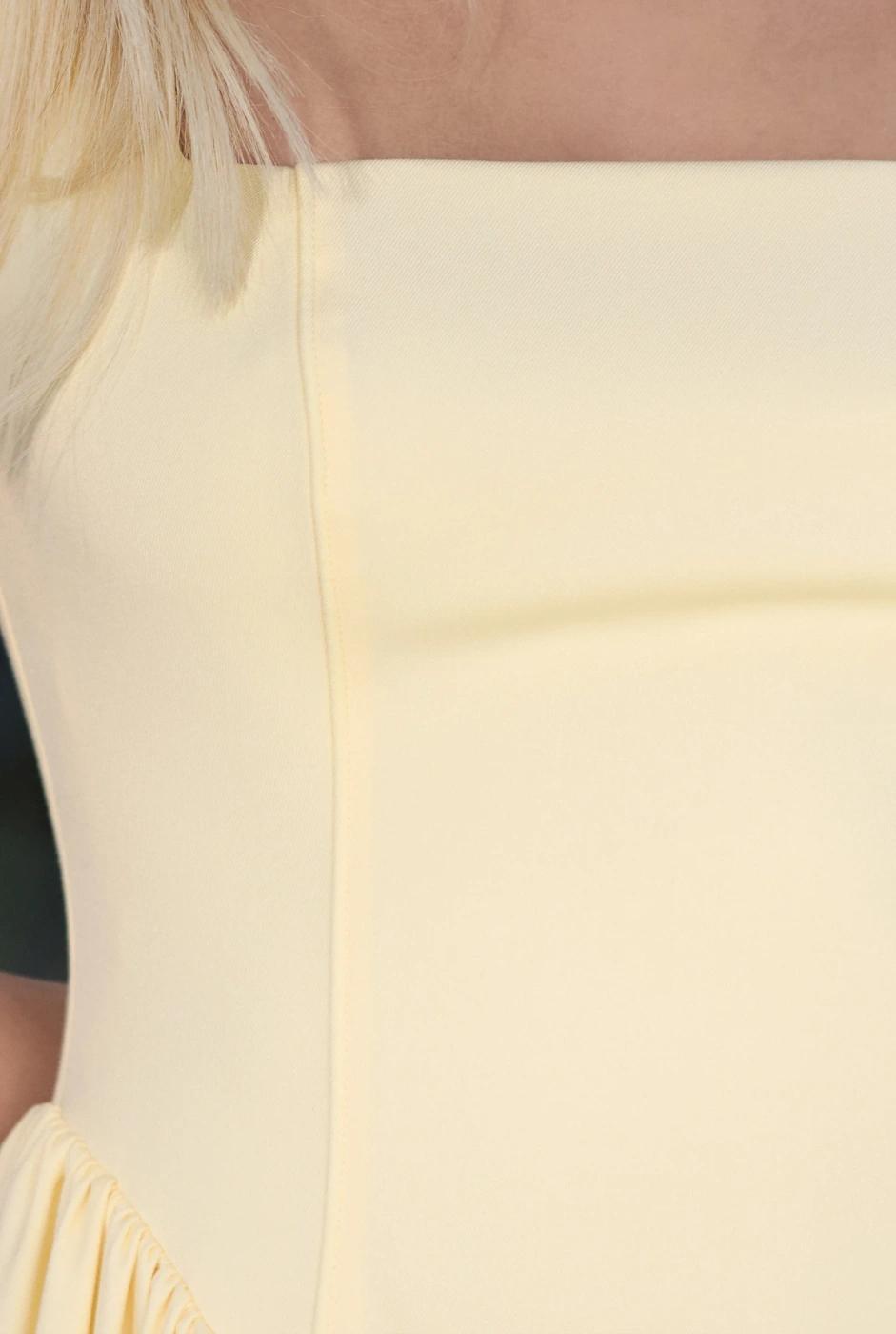 Yonca – yellow midi dress with square neckline