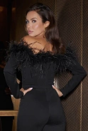 Universo – corset jumpsuit with boning and feathers