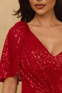Adison - Asymmetrical Red Mini Dress with Sequins