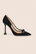 Francy – black suede stilettos with transparent mesh