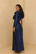 Yasti - Langes Paillettenkleid in marineblauem Farbton
