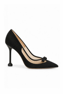 Francy – black suede stilettos with transparent mesh